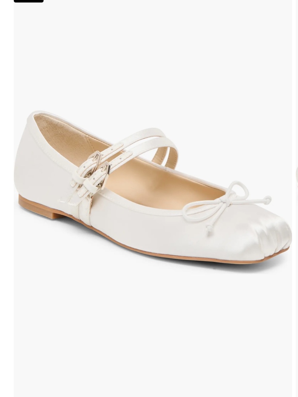 Dolce Vita Ivory Satin Mary Jane Ballet Flat with Double Straps and Bow